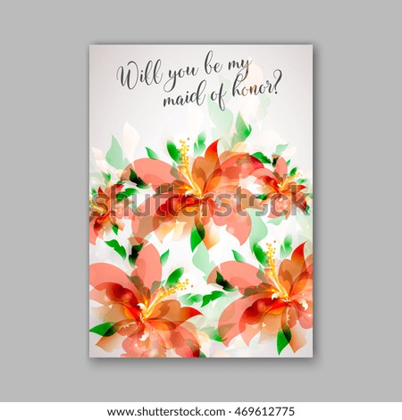 Wedding invitation or card with beautiful flowers