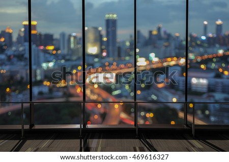 City night view from the office window. Royalty-Free Stock Photo #469616327