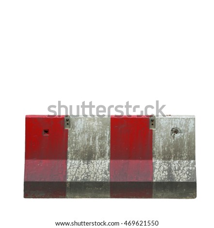 Red and white concrete barrier  Isolated on white background with clipping path.