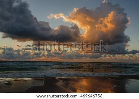 sunset beautiful baltic sea gold picture background amazing summer