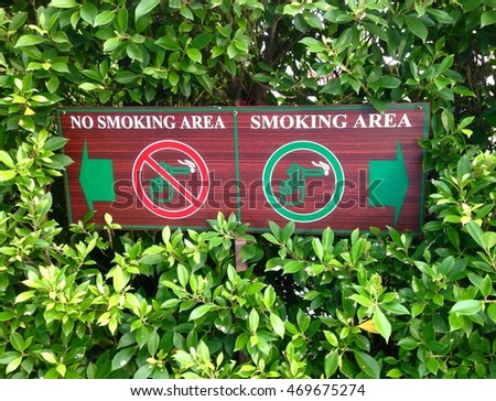 Label of area smoking in tree frame