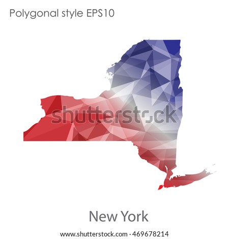 New York state map in geometric polygonal style.Abstract gems triangle,modern design background. Vector illustration EPS10