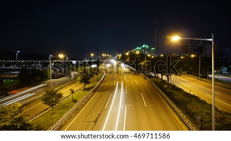 night view of Korea as the Olympic track car