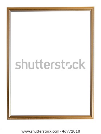 Modern thin gold picture frame, isolated with clipping path