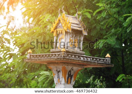 Thai spirit house, blurred and soft focus