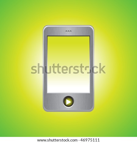 MP3 player on green background, vector illustration