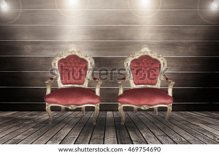 chairs in wooden room ,3D rendering
