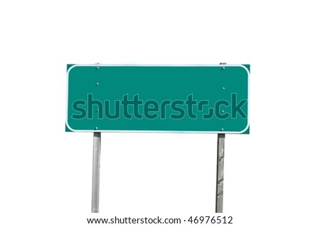 Blank green traffic sign isolated on white background