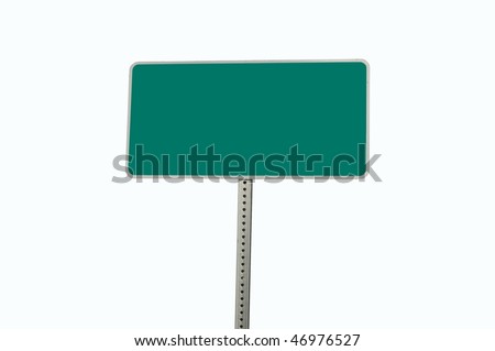 Blank green traffic sign isolated on white background