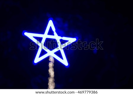 Bokeh light blue star