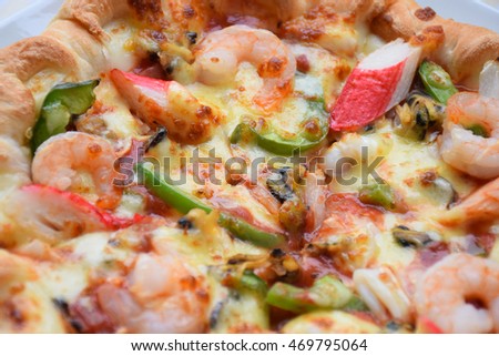 tasty pizza seafood with