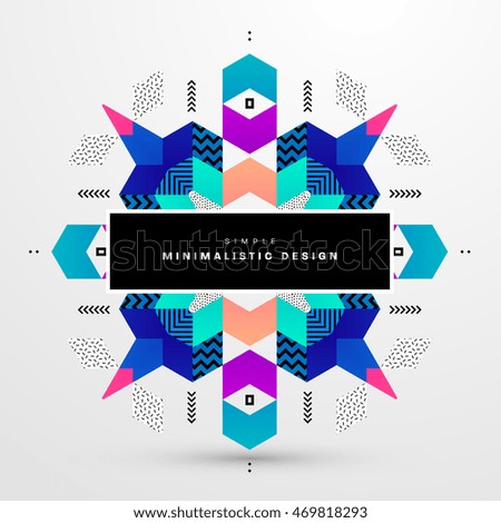 Trendy geometric flat pattern, frame with abstract background for brochure, flyer or presentations design, vector illustration.