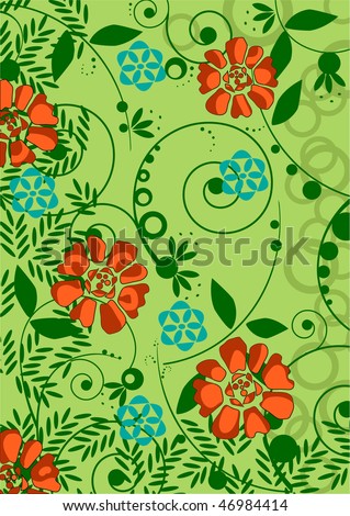 Abstract pattern of roses and herbs