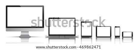 Big vector set of monitor, notebook, tablet, smartphone. Eps 10 vector file.