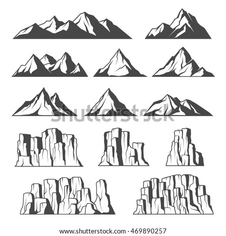 Mountains and cliffs icons Royalty-Free Stock Photo #469890257