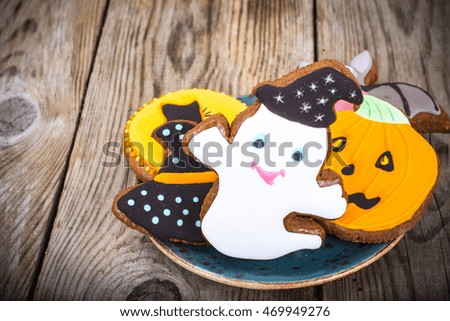 Gingerbread for Halloween. Funny Holiday Food for Children.Studio Photo