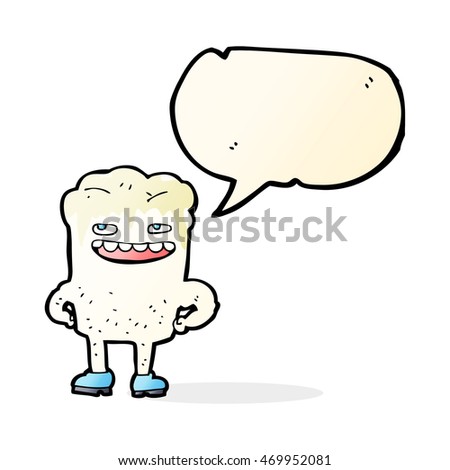 cartoon bad tooth with speech bubble