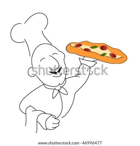 chef with a freshly baked pizza