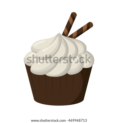 flat design decorated cupcake icon vector illustration