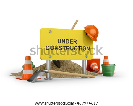 The concept of the development and construction on a white background. 3D illustration
