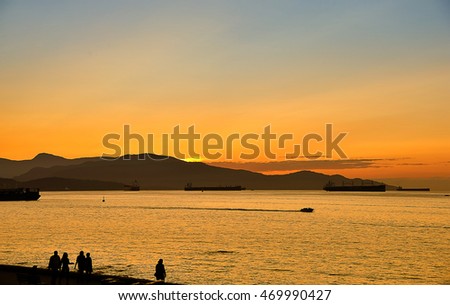Sunset at Vancouver harbor