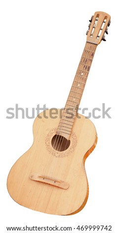 Guitar isolated on white. Acoustic musical instrument