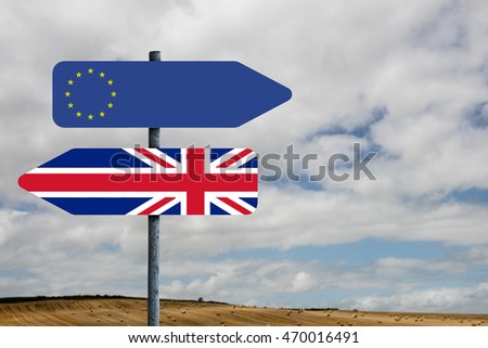 european union flag against country scene