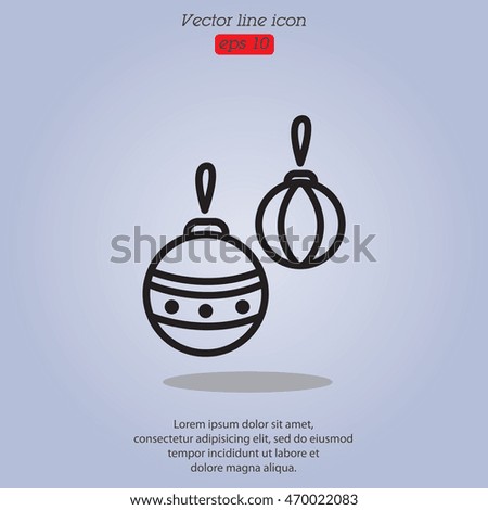 Web line icon. Decorations for the Christmas tree, Christmas balls