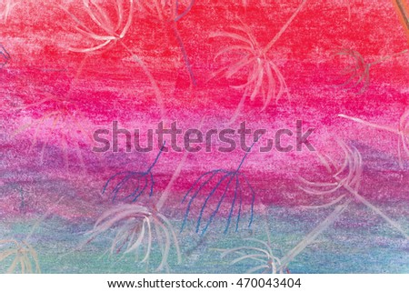Colored picture of dandelion, closeup.  Horizontal. Pastel