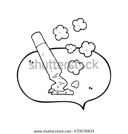 freehand drawn speech bubble cartoon cigarette