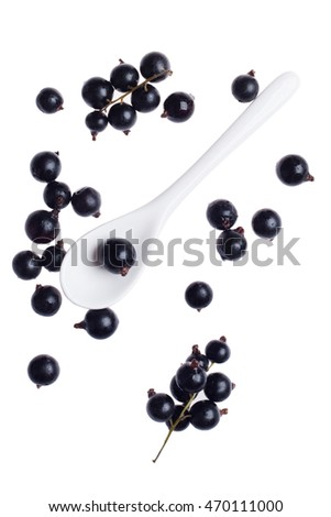 Tasty fragrant blackcurrant on white background Royalty-Free Stock Photo #470111000
