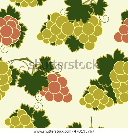 Seamless background pattern of green and red grapes. 