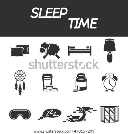 Sleep time icon set. Vector illustration, EPS 10