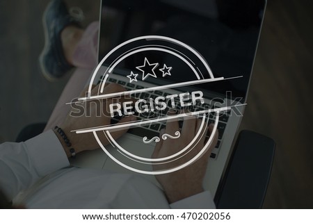 People Using Laptop and REGISTER Concept