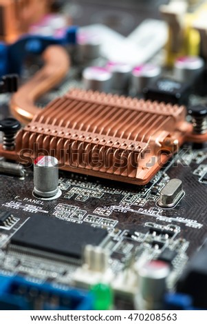 motherboard pcb board integrated circuit close up technology background highly detailed