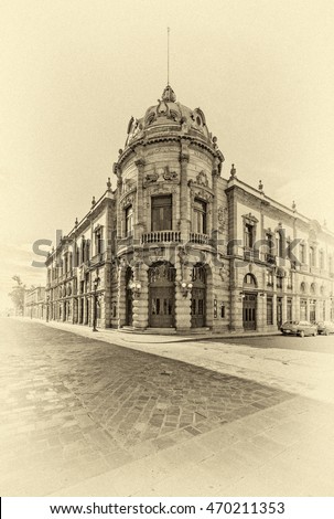 The old building of the Teatro Macedonio Alcala in Oaxaca - Mexico, Latin America (stylized retro)