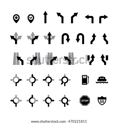 Set of map navigation icons Royalty-Free Stock Photo #470221811