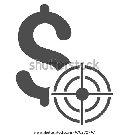Business Target icon. Vector style is flat iconic symbol with rounded angles, gray color, white background.