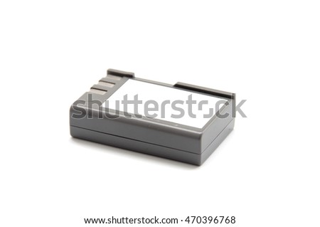 battery of camera isolated on white background, selective focus