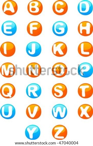 Bright colored font design - 3d vector alphabet