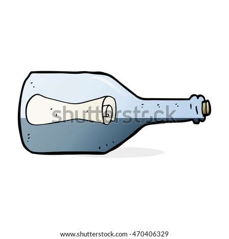 cartoon message in a bottle