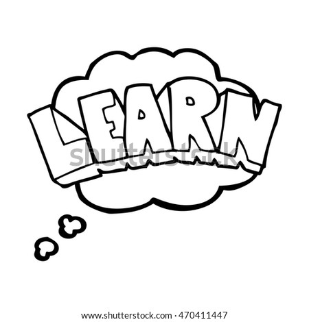 freehand drawn thought bubble cartoon learn symbol