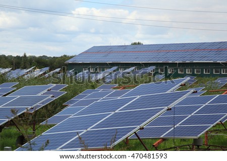 Installation of solar panels on the roof and on the ground - Stock Footage