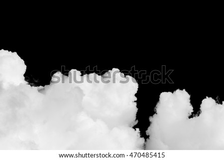 White cumulus cloud on black background