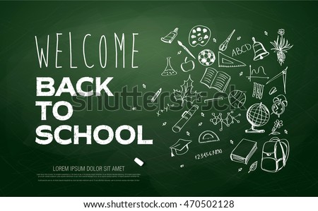 Welcome Back to School banner Royalty-Free Stock Photo #470502128
