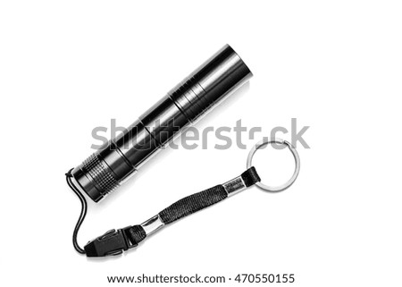 Small Black flashlight isolated on white background