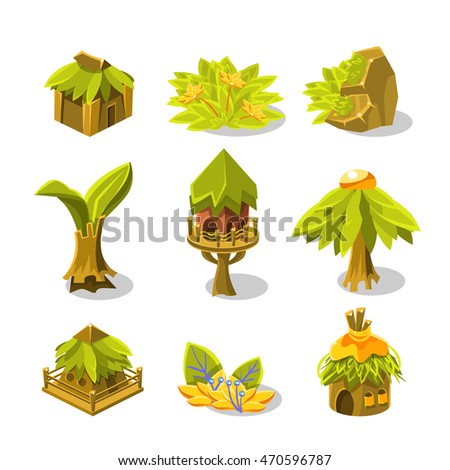 Video Game Tropical Jungle Design Collection Of Icon