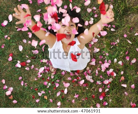Girl, petals