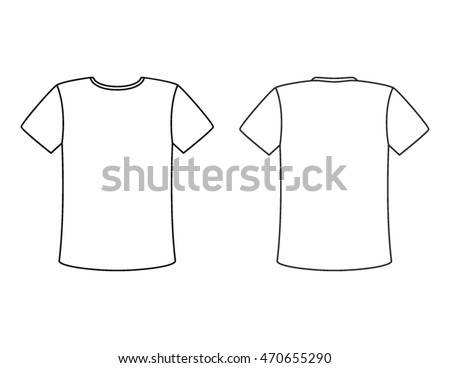 Blank t-shirt vector template. Simple white shirt with a black outline. Copy and design space for advertisements and company logos.