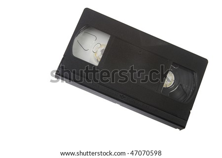 Black VHS tape isolated on white background